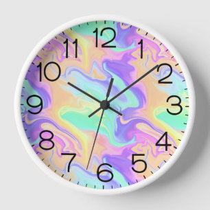 Horloge Tie Dye Swirl Marbre Retro Super