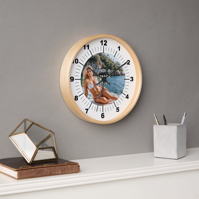 Horloge TIME! ⏰ Custom Wall Clock – Add Your Design (Bureau)