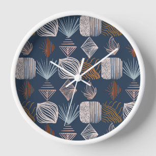 Horloge Tissu Tribal des Caraïbes : bleu marine, Boho