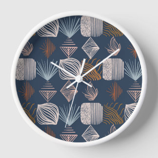 Horloge Tissu Tribal des Caraïbes : bleu marine, Boho