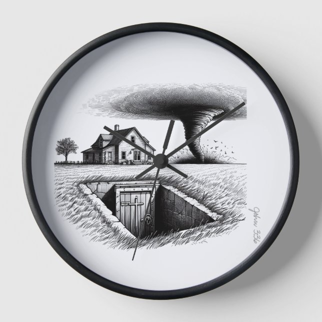 Horloge Tornado Maison Cave avec Croix (Recto)