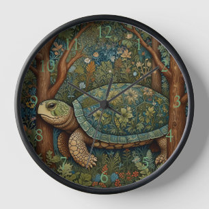 Horloge Tortue rétro vintage bohème boisée