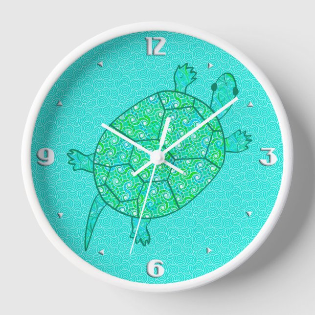 Horloge Tortue tourbée arabesque - nuances de vert (Recto)