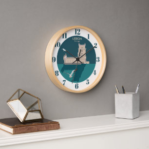 Horloge Tour de Belem de Lisbonne dans le style poster vin