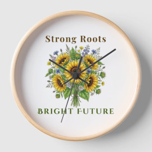 Horloge Tournesols en fleurs Art botanique floral Cadeau