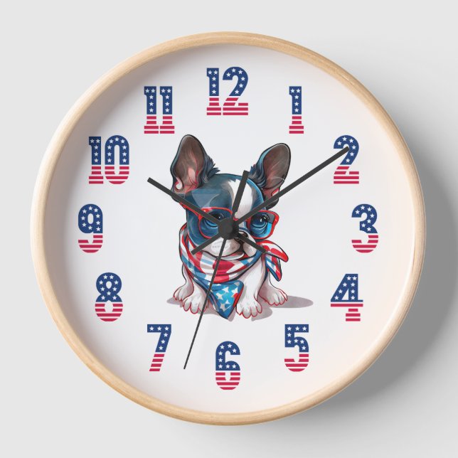 Horloge Tous les Américains Boston Terrier (Recto)