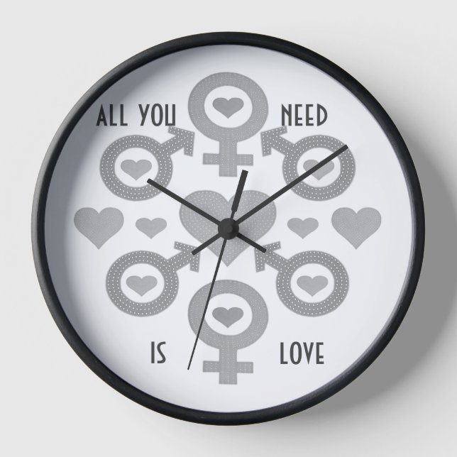 Horloge Tout ce dont vous avez besoin est amour Acrylique  (Recto)