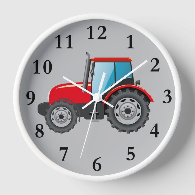 Horloge Tracteur rouge Animé 24h/24 (Recto)