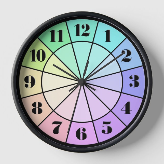 Horloge Tranches de tarte pastel arc-en-ciel (Recto)