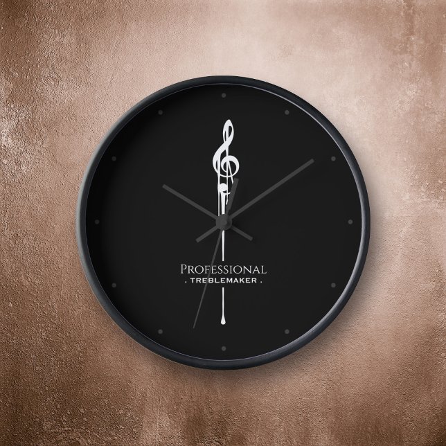 Horloge Treblemaker Funny Music Pun Classy Black G-Clef (Créateur téléchargé)