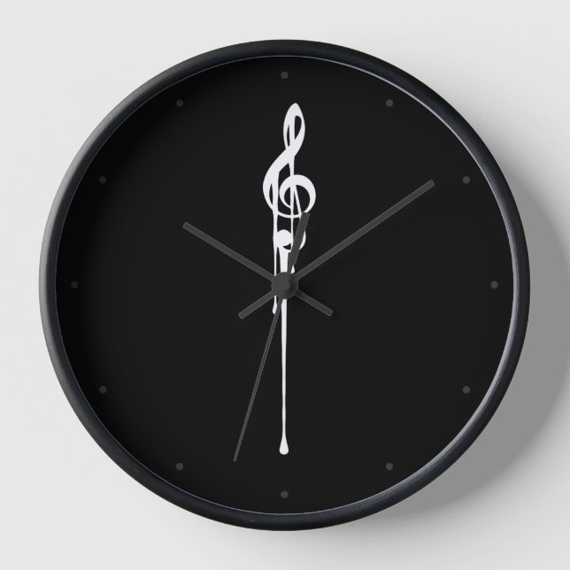 Horloge Trèfle blanc fondant Clé de sol noire (Recto)
