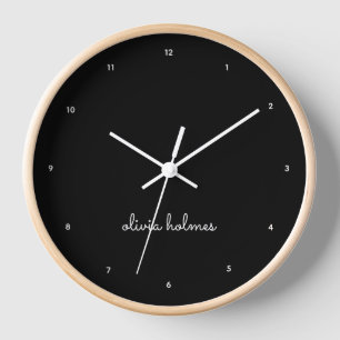 Horloge Trendy Monogram Name de script noir moderne