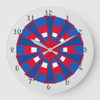 Horloge - Triangles et cercles Rouge Blanc Bleu