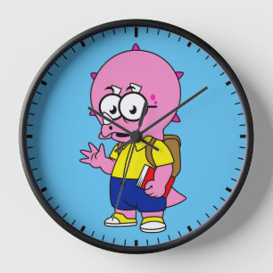 Horloge Tricératops Nerd Avec Sac À Dos Et Manuel.