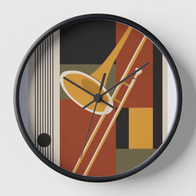 Horloge Trombone Bauhaus Impression, Moderne du Milieu du  (Recto)