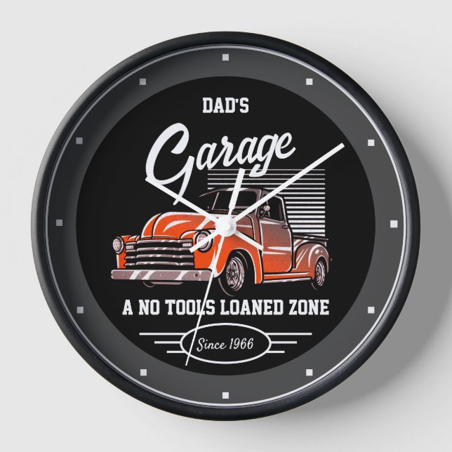 Horloge Truck Garage Papa's Any Name Chevy Black (Recto)