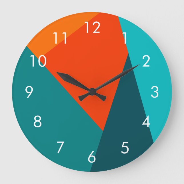 Horloge Turquoise et orangée de la paroi de couleu (Recto)