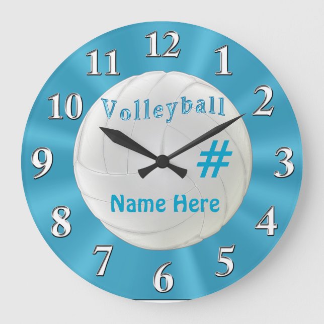 Horloge Turquoise VOLLEYBALL avec NOM et NUMÉRO (Recto)