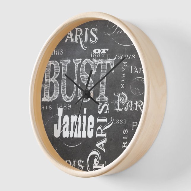 Horloge Typographie Calligraphie Paris France Tour Eiffel (Angle)