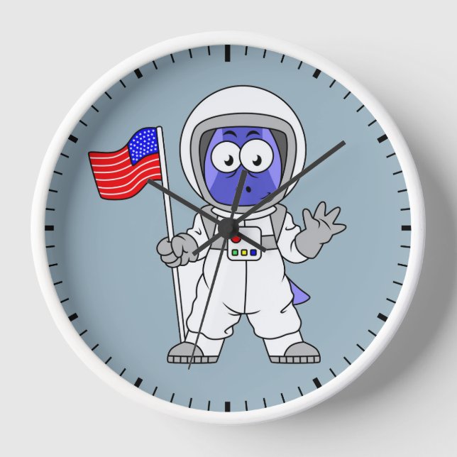 Horloge Un astronaute parasaurolophus tient le drapeau amé (Recto)