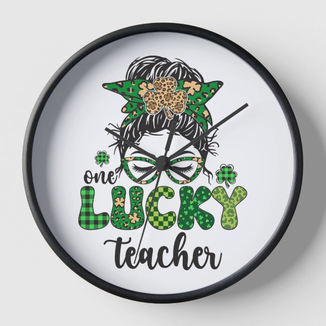 Horloge Un enseignant chanceux - Saint Patrick's Day (Recto)