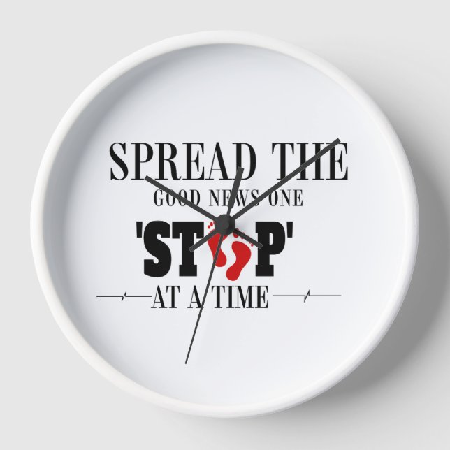 Horloge Un pas à la fois : diffuser les bonnes nouvelles (Recto)