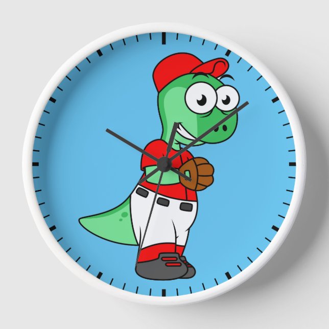 Horloge Un Pitcher De Baseball Pachycephalosaurus. (Recto)