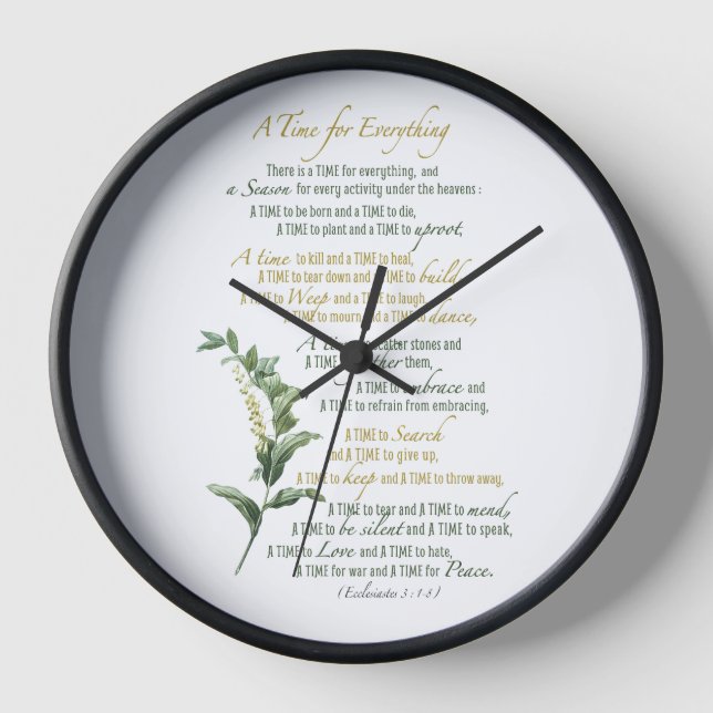 Horloge Un temps pour tout - Ecclésiaste 3: 1-8 (Recto)