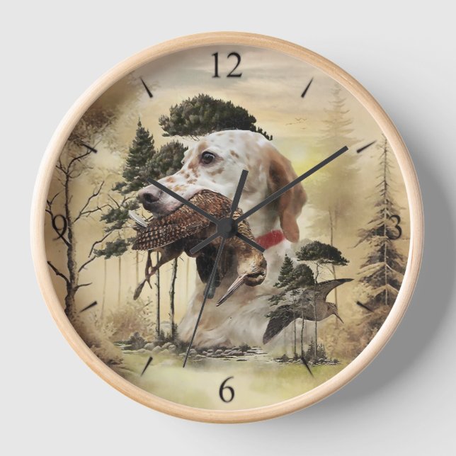 Horloge Une bécasse avec le setter anglais (Recto)