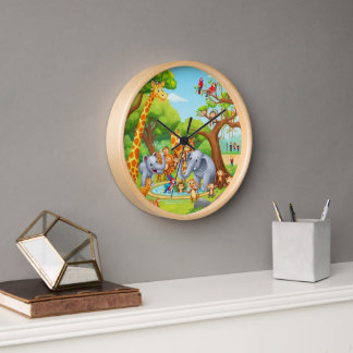 Horloge Une journée au zoo