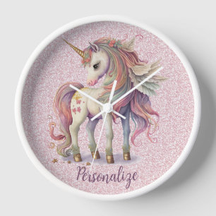 Horloge Unicorn Magique Arc-en-ciel couleurs Parties scint