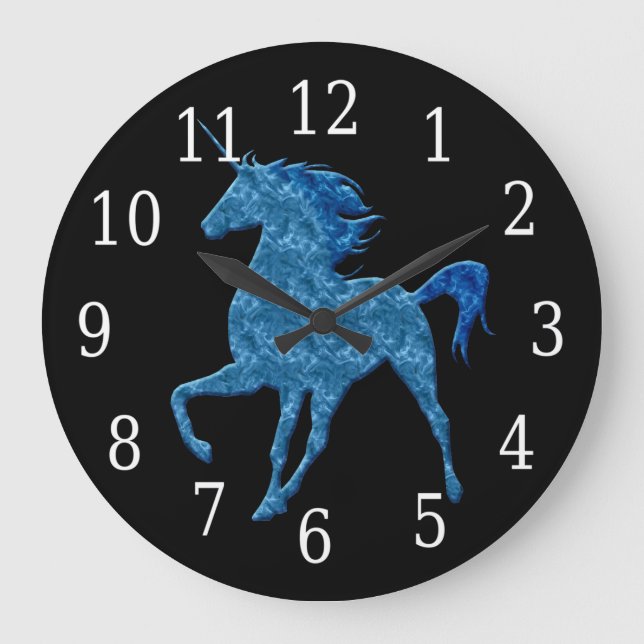 Horloge Unicorne de feu bleu (Recto)