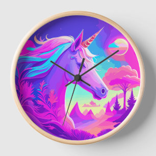 Horloge Unicorne rose magique