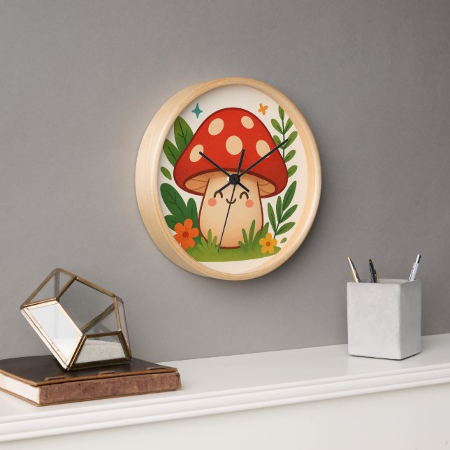 Horloge Unique Illustrated Mushroom Home Decor Clock (Bureau)