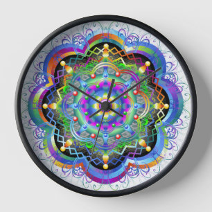 Horloge Univers Mandala Couleurs Psychédéliques