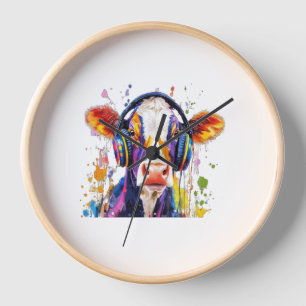 Horloge Vache des hautes terres colorées