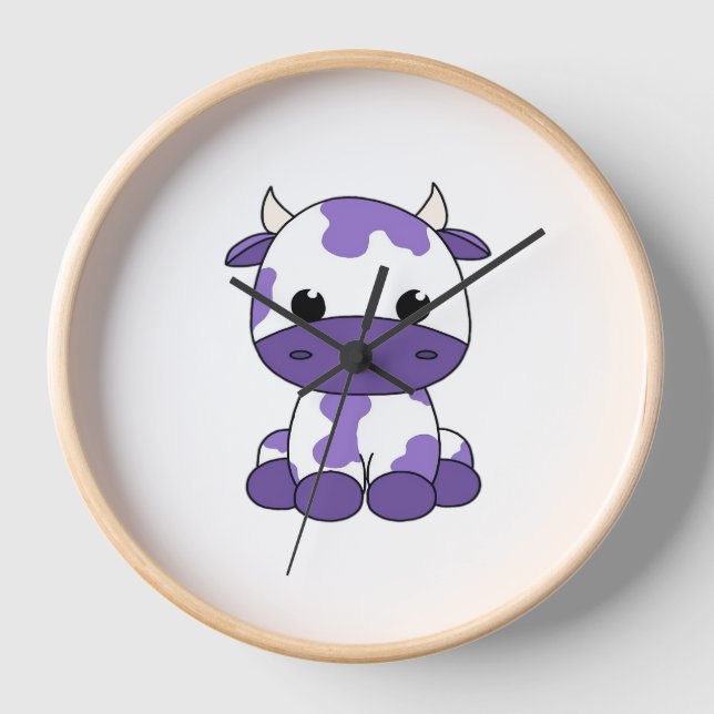 Horloge Vache pourpre T-shirt surdimensionné_1 (Recto)