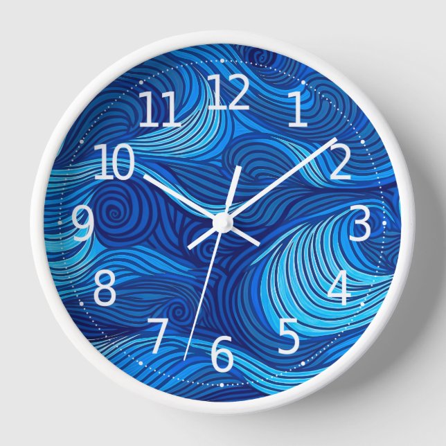 Horloge Vagues d'eau de l'océan bleu turquoise abstrait | (Recto)