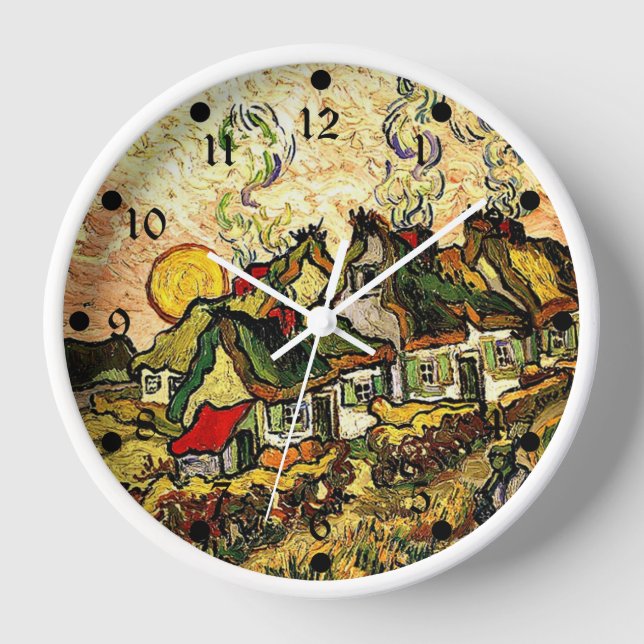 Horloge Van Gogh : Les chalets en chaume au soleil (Recto)