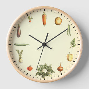 Horloge végétale - Légumes sains Art Vintage