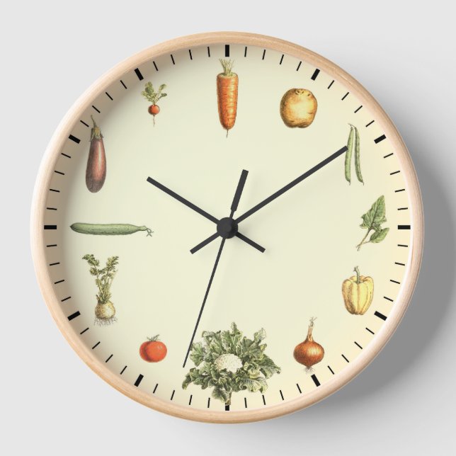 Horloge végétale - Légumes sains Art Vintage (Recto)