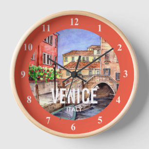 Horloge Venise Italie - Peinture à l'aquarelle de stylo et