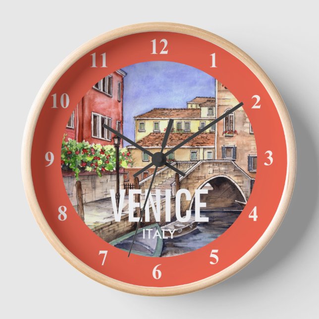 Horloge Venise Italie - Peinture à l'aquarelle de stylo et (Recto)