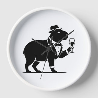 Horloge Verre à vin capybara drôle minimaliste moderne