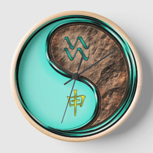 Horloge Verseau & Singe de Terre