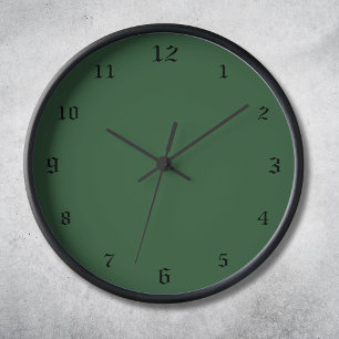 Horloge Vert Chasseur Minimal Nombres Noirs Classique