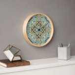 Horloge Vert gris Turquoise bleu ocre Hip Bohême Bali Art<br><div class="desc">Belle motif en mosaïque contemporaine ocre jaune, gris vert, bleu turquoise et gris de couleur bohème. Design moderne et cool pour le décors d'intérieur tendance savvy et l'art amateur de branchie, style rétro vintage style ou abstrait motif géométrique amoureux. Ce design hipster amusant et mignon est disponible sur une grande...</div>