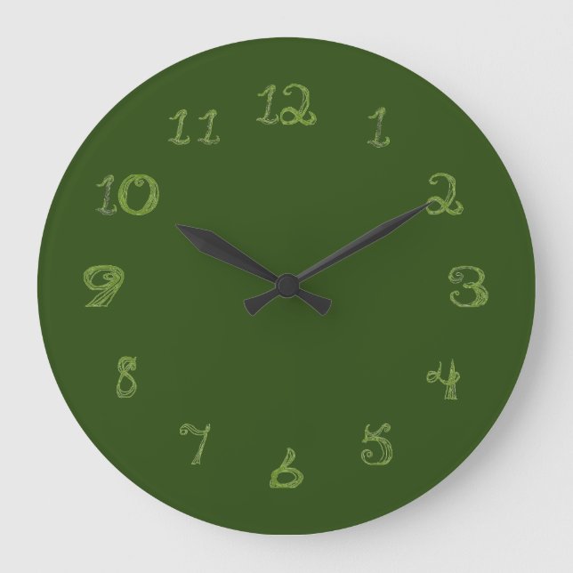 horloge verte ronde avec numéros de forme de tissu (Recto)