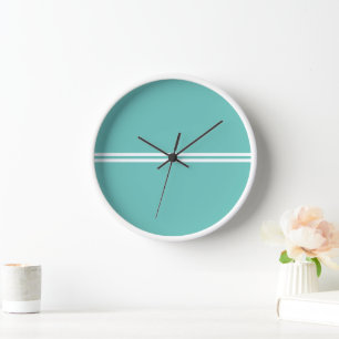 Horloge Vibe Rétro Amusant des Années 70 Aqua Rayures de C