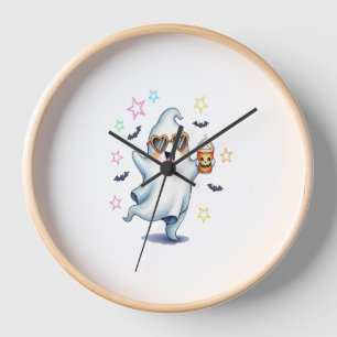 Horloge Vibes d'Halloween du fantôme cool